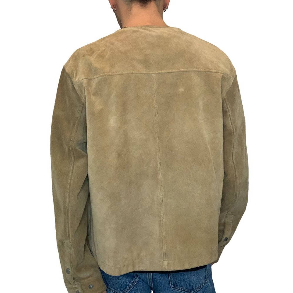 Collarless Suede Jacket - Picture 2 of 4